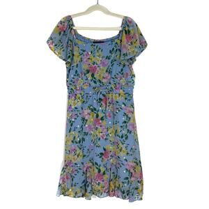 Trixxi Girl Big Girl’s Size 14 Blue Floral Print Woven Short Sleeve Party Dress